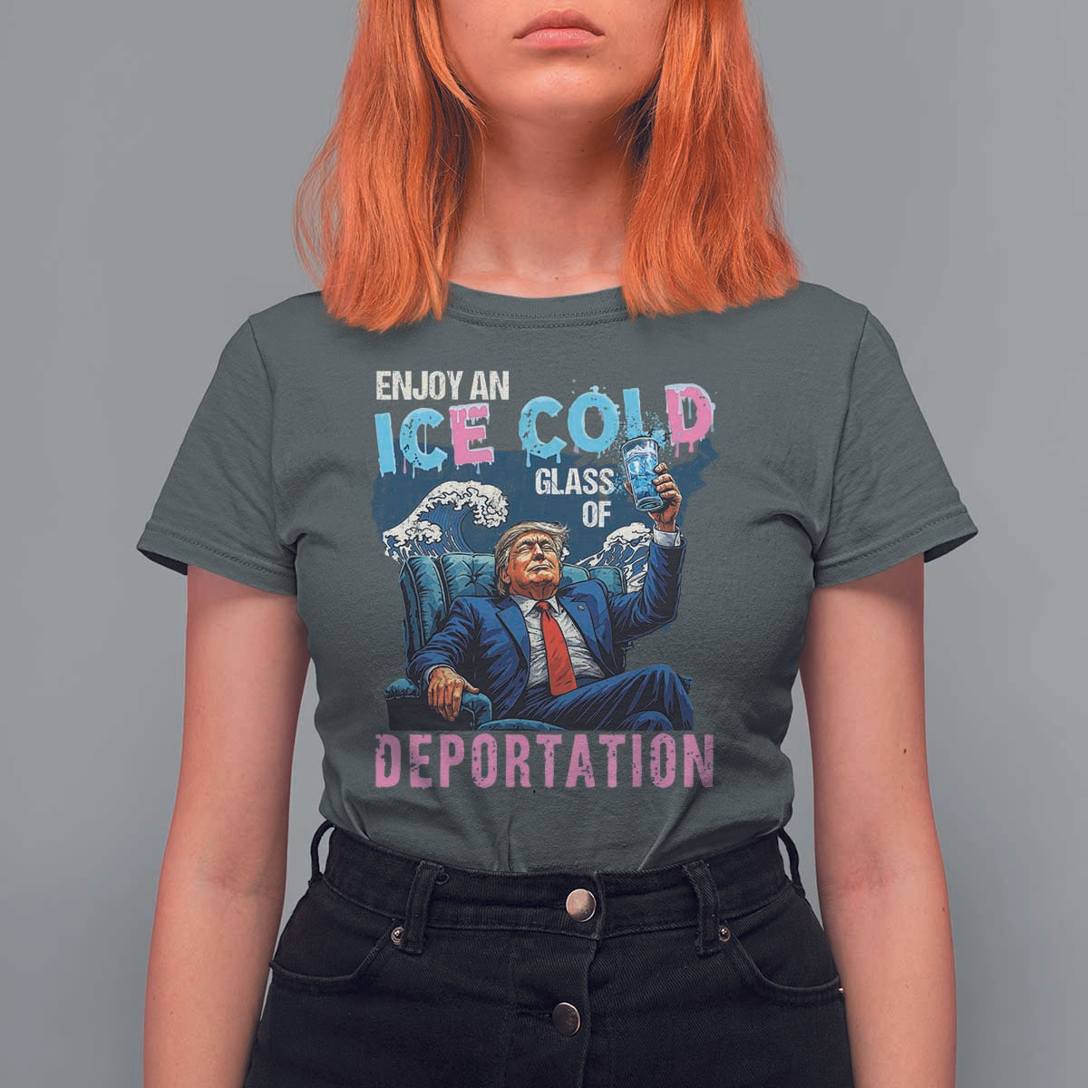 Funny Enjoy An Ice Cold Glass Of Deportation T Shirt For Women American Flag - Wonder Print Shop
