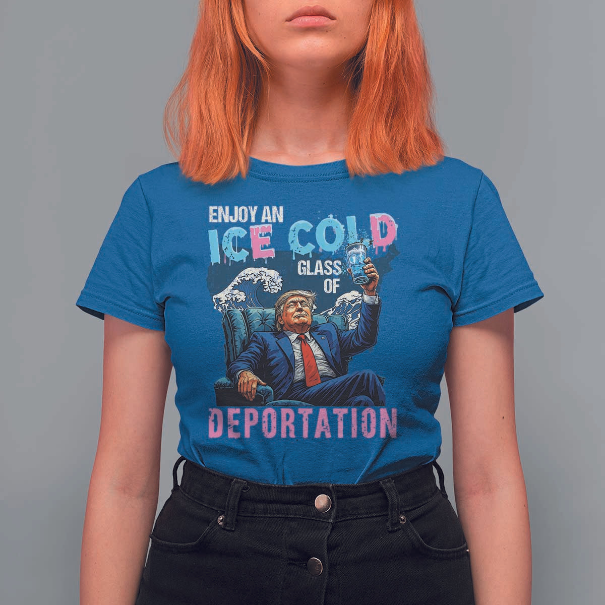 Funny Enjoy An Ice Cold Glass Of Deportation T Shirt For Women American Flag - Wonder Print Shop