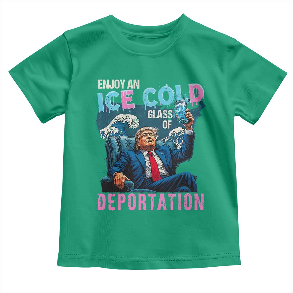 Funny Enjoy An Ice Cold Glass Of Deportation Toddler T Shirt American Flag - Wonder Print Shop