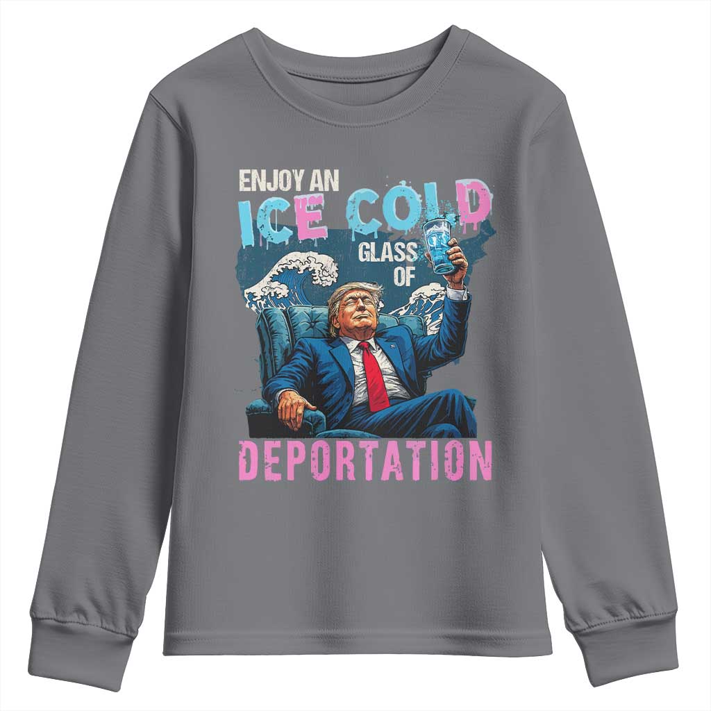 Funny Enjoy An Ice Cold Glass Of Deportation Youth Sweatshirt American Flag - Wonder Print Shop