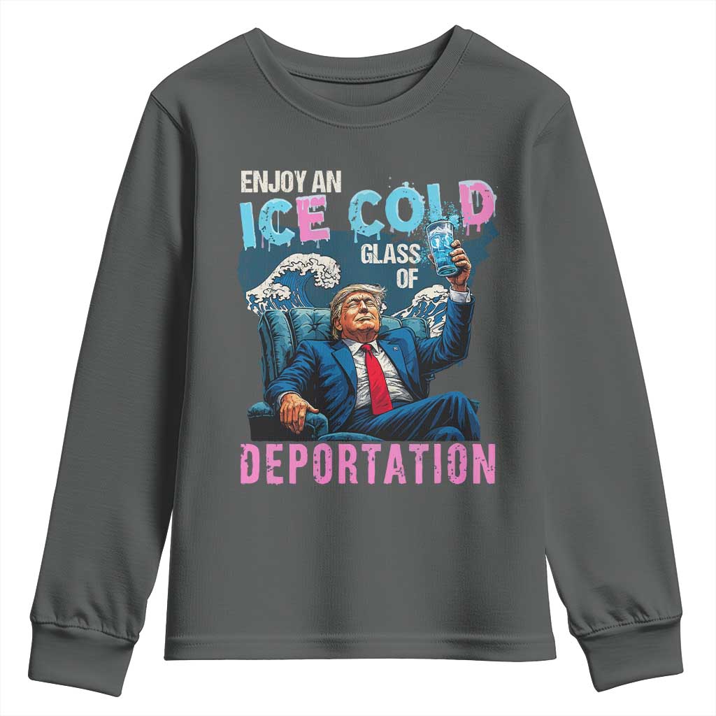 Funny Enjoy An Ice Cold Glass Of Deportation Youth Sweatshirt American Flag - Wonder Print Shop