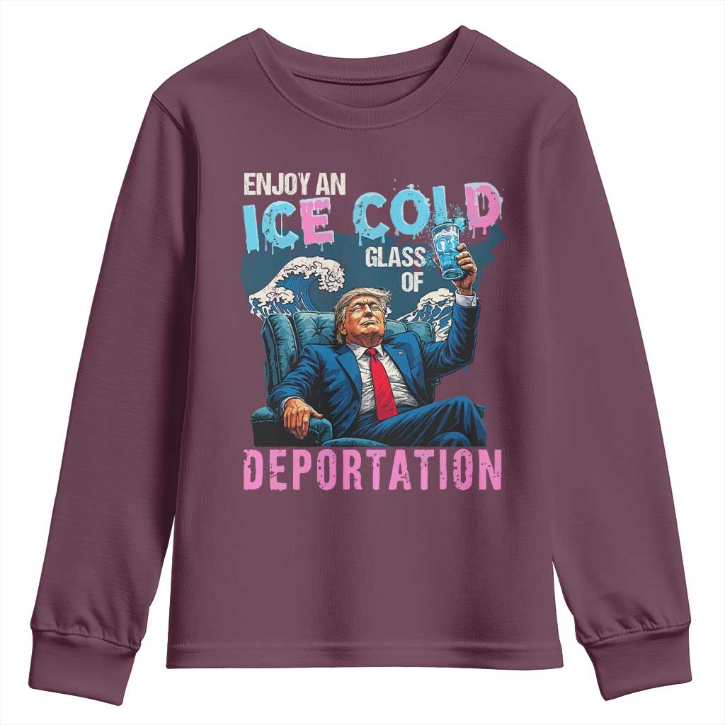 Funny Enjoy An Ice Cold Glass Of Deportation Youth Sweatshirt American Flag - Wonder Print Shop