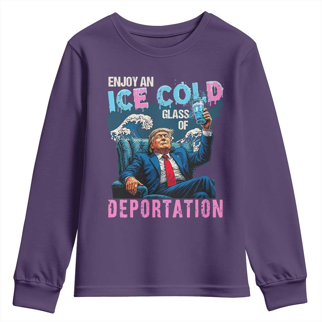 Funny Enjoy An Ice Cold Glass Of Deportation Youth Sweatshirt American Flag - Wonder Print Shop