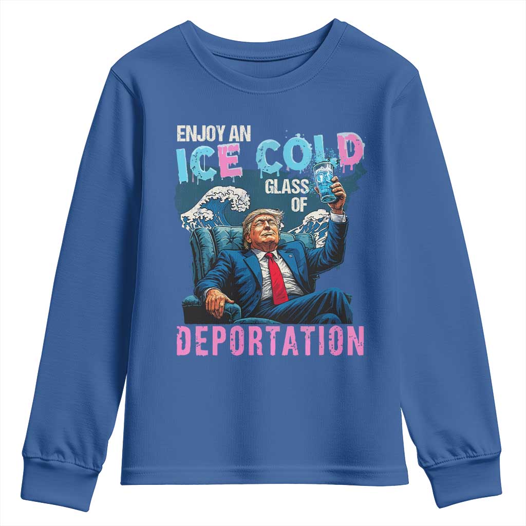 Funny Enjoy An Ice Cold Glass Of Deportation Youth Sweatshirt American Flag - Wonder Print Shop