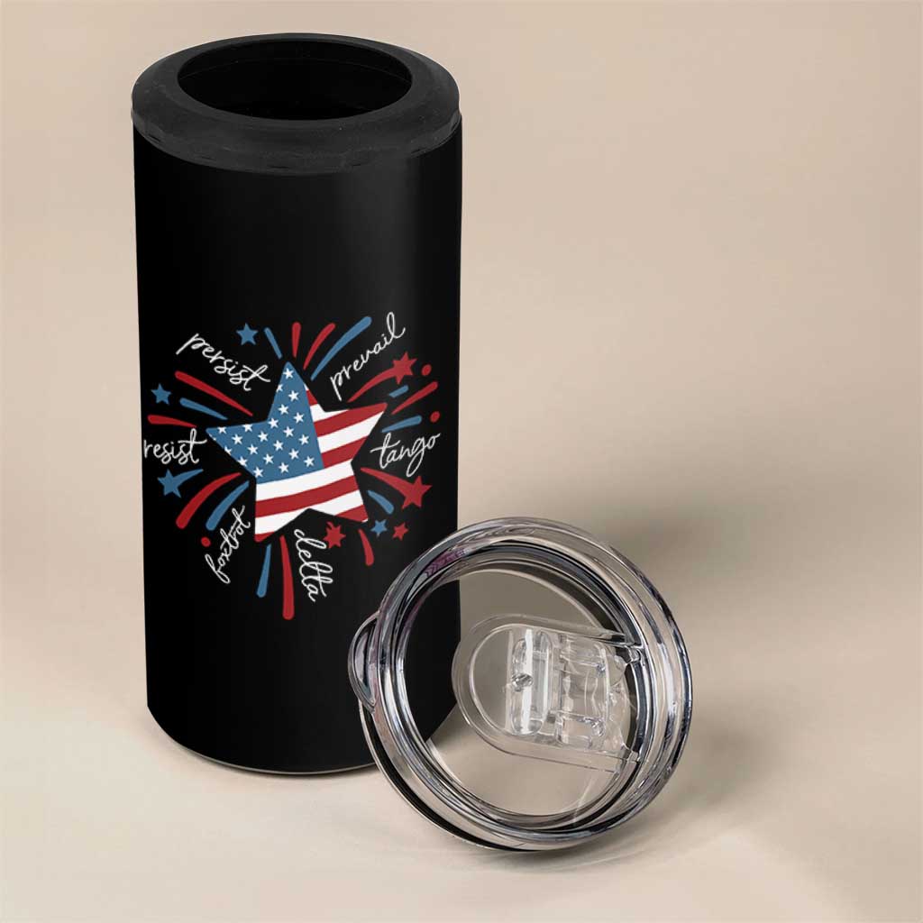 Funny 4th of July Fireworks Foxtrot Delta Tango 4 in 1 Can Cooler Tumbler - Wonder Print Shop