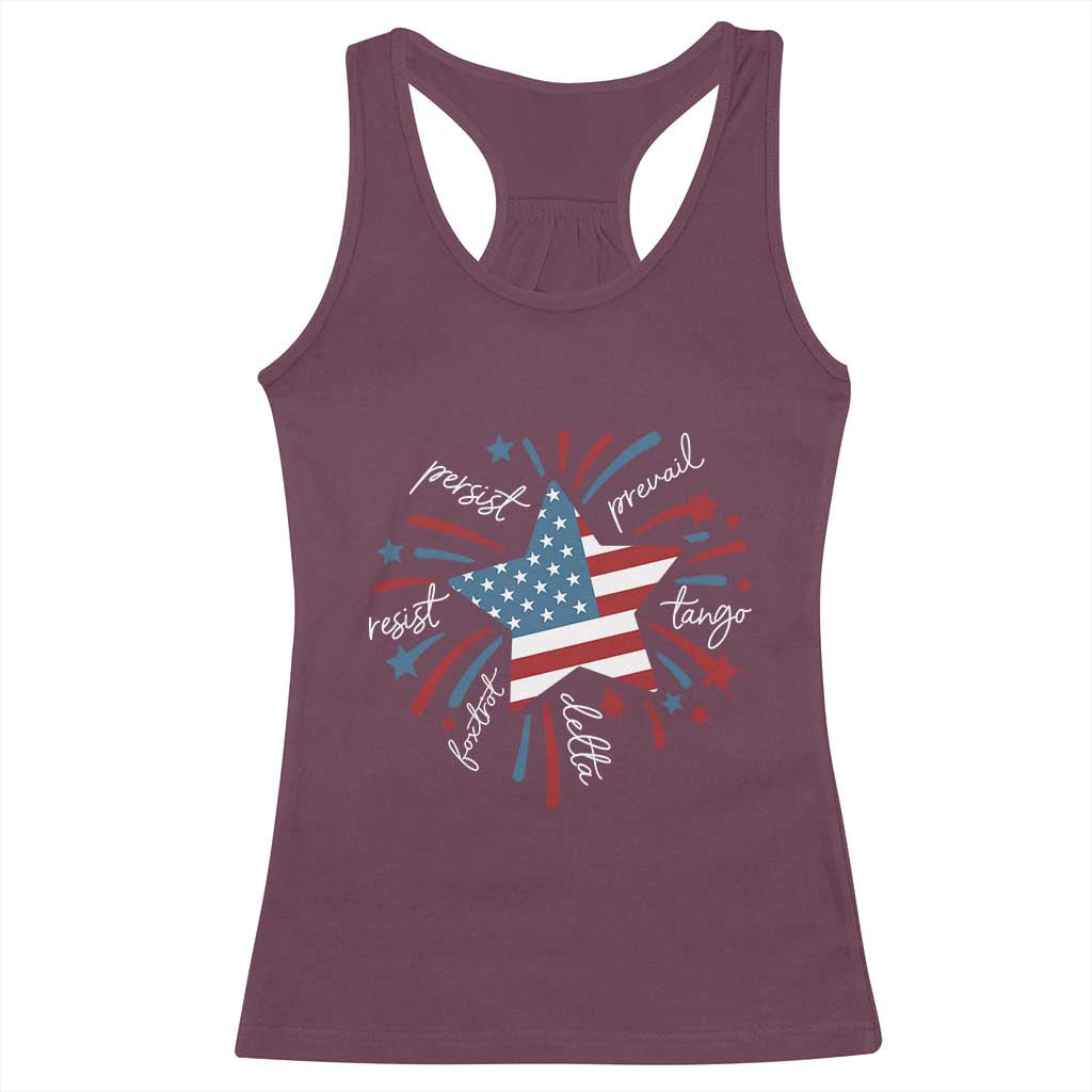 Funny 4th of July Fireworks Foxtrot Delta Tango Racerback Tank Top - Wonder Print Shop