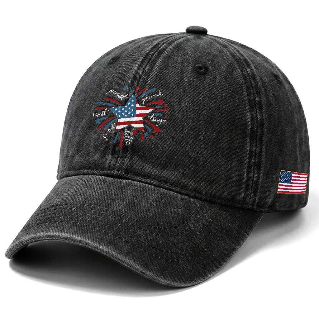 Funny 4th of July Fireworks Foxtrot Delta Tango Washed Cotton Baseball Cap