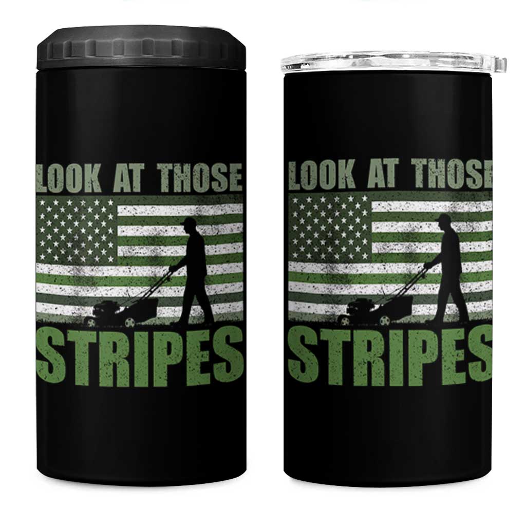 Funny Gardening Lawn Mower 4 in 1 Can Cooler Tumbler Look At Those Stripes American Flag - Wonder Print Shop