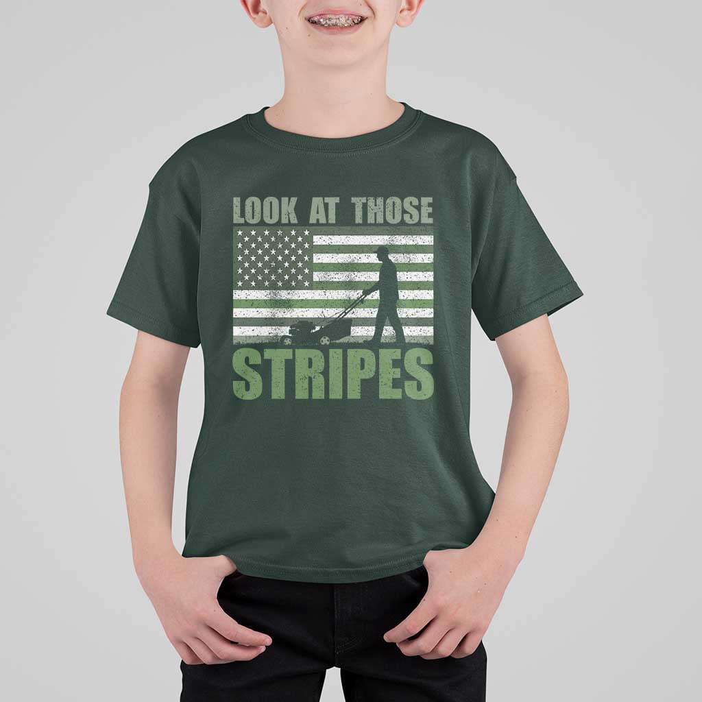 Funny Gardening Lawn Mower T Shirt For Kid Look At Those Stripes American Flag - Wonder Print Shop