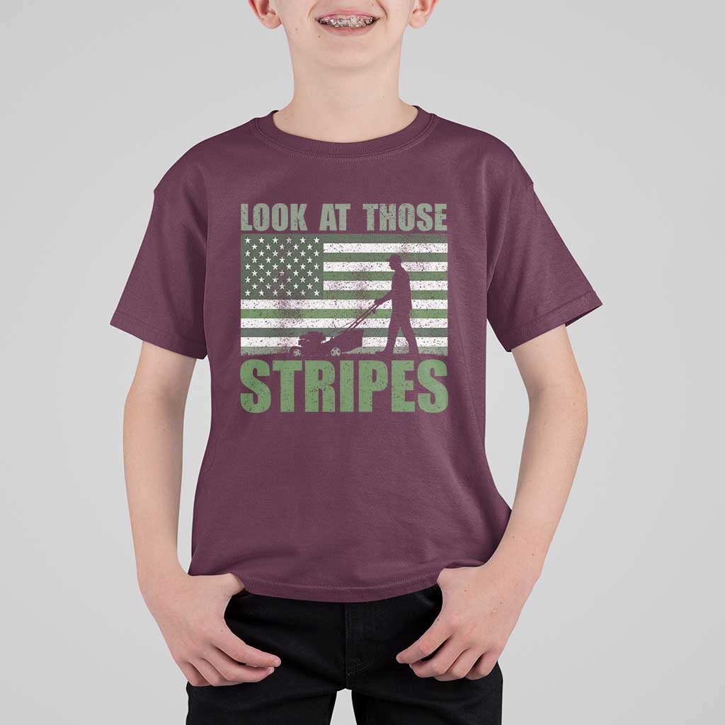 Funny Gardening Lawn Mower T Shirt For Kid Look At Those Stripes American Flag - Wonder Print Shop