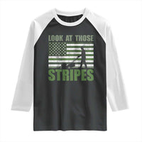 Funny Gardening Lawn Mower Raglan Shirt Look At Those Stripes American Flag - Wonder Print Shop