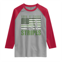 Funny Gardening Lawn Mower Raglan Shirt Look At Those Stripes American Flag - Wonder Print Shop