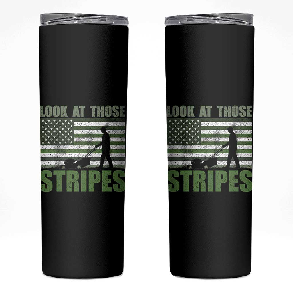 Funny Gardening Lawn Mower Skinny Tumbler Look At Those Stripes American Flag - Wonder Print Shop