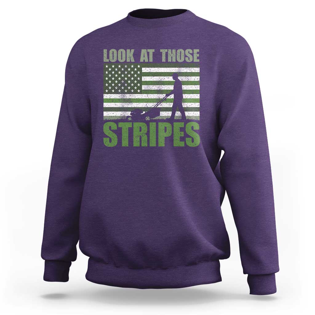 Funny Gardening Lawn Mower Sweatshirt Look At Those Stripes American Flag - Wonder Print Shop