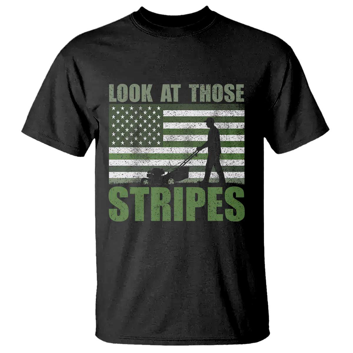 Funny Gardening Lawn Mower T Shirt Look At Those Stripes American Flag - Wonder Print Shop