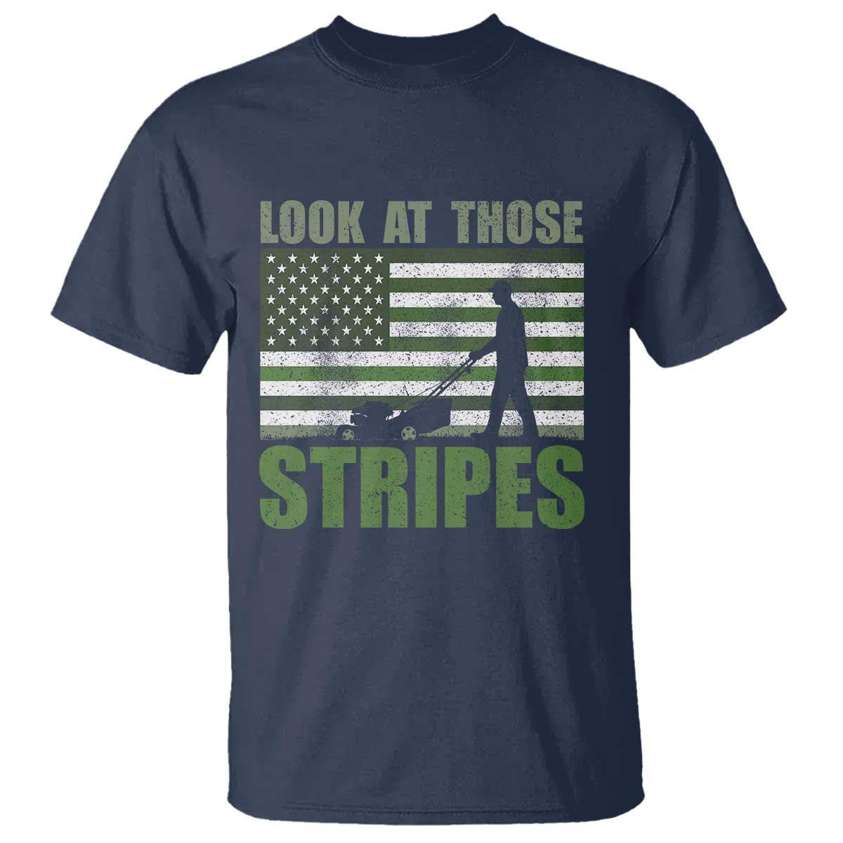 Funny Gardening Lawn Mower T Shirt Look At Those Stripes American Flag - Wonder Print Shop
