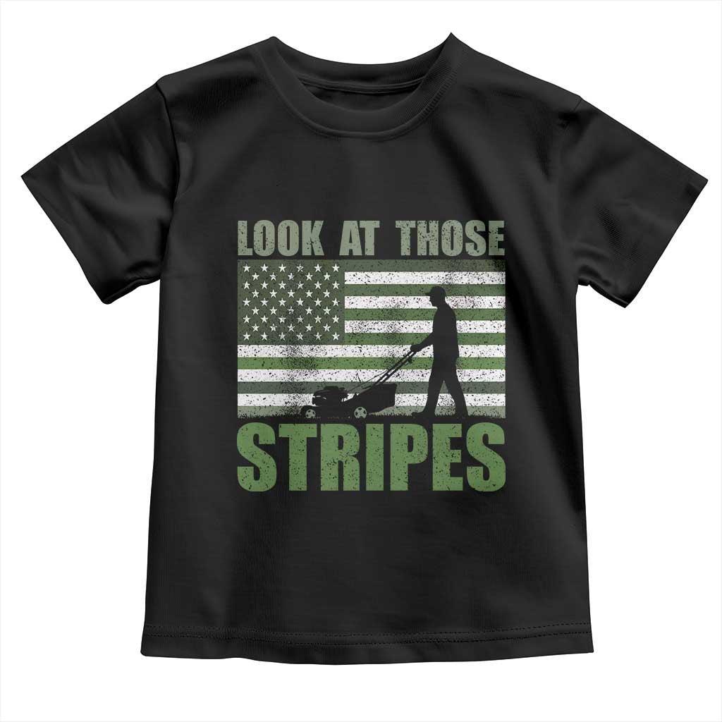 Funny Gardening Lawn Mower Toddler T Shirt Look At Those Stripes American Flag - Wonder Print Shop