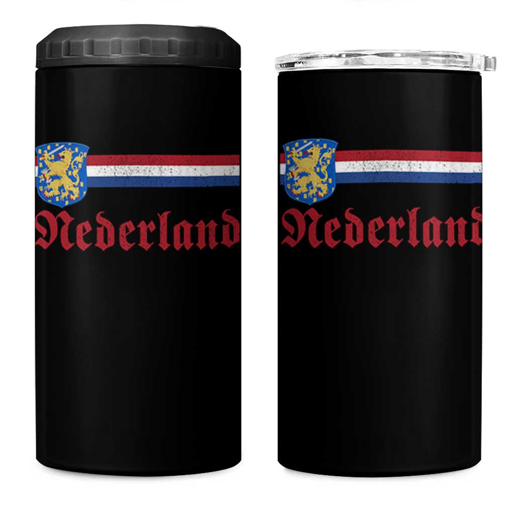 Nederland Holland Emblem Lion Vintage Dutch Flag 4 in 1 Can Cooler Tumbler