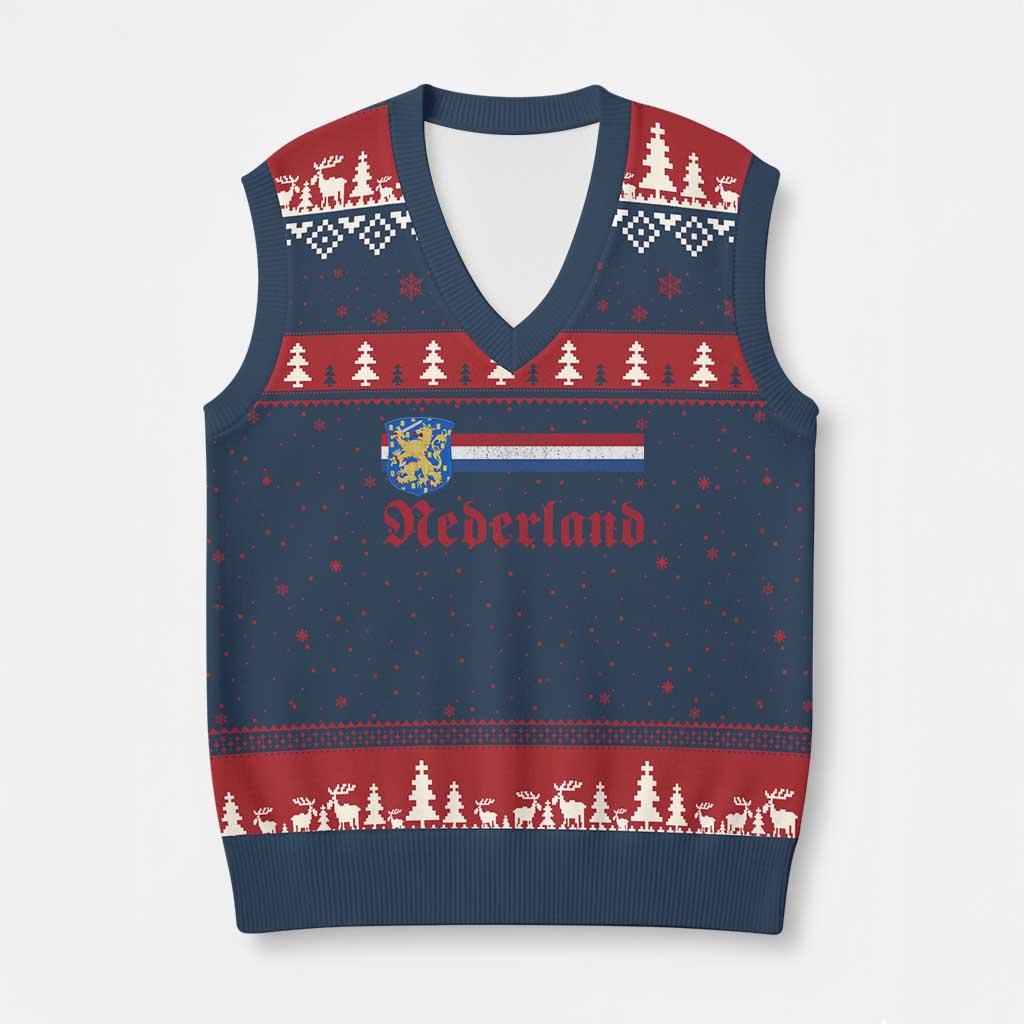Nederland Holland Emblem Lion Vintage Dutch Flag V-Neck Knit Sweater Vest
