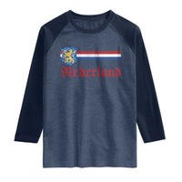 Nederland Holland Emblem Lion Vintage Dutch Flag Raglan Shirt