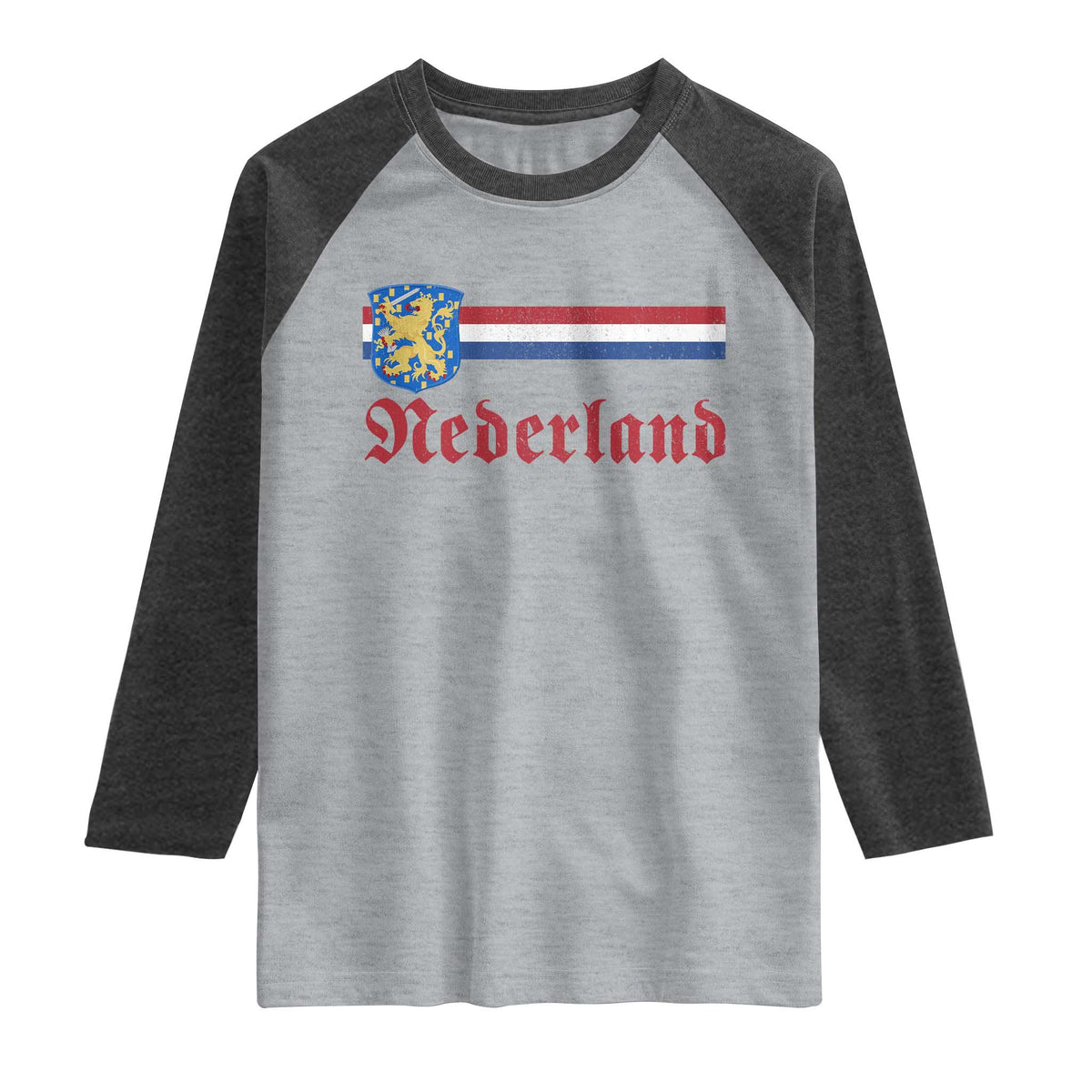 Nederland Holland Emblem Lion Vintage Dutch Flag Raglan Shirt