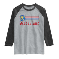Nederland Holland Emblem Lion Vintage Dutch Flag Raglan Shirt