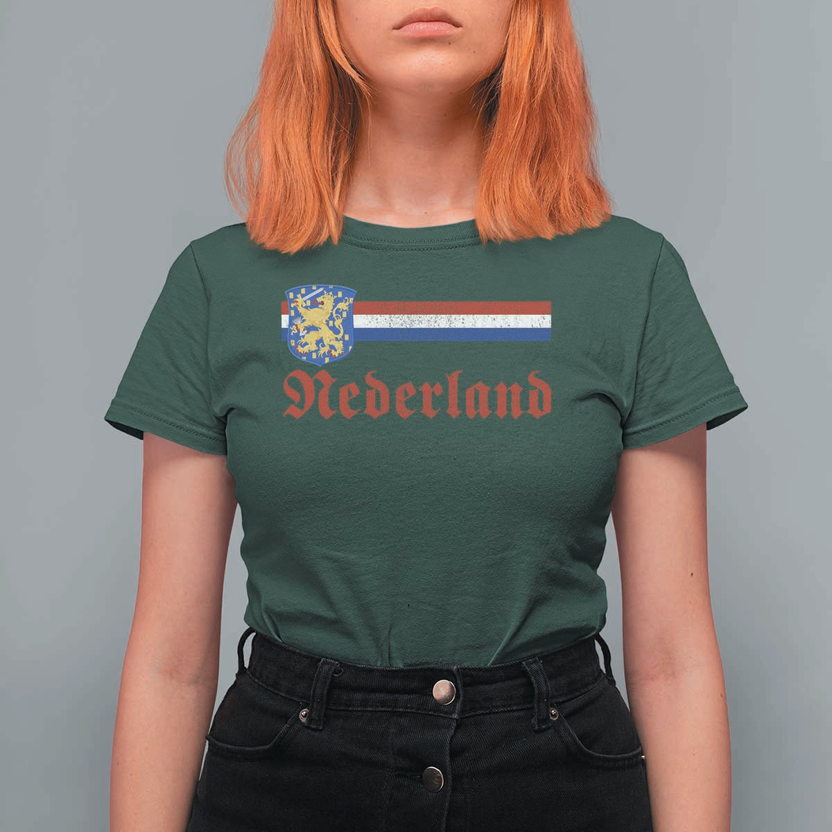 Nederland Holland Emblem Lion Vintage Dutch Flag T Shirt For Women