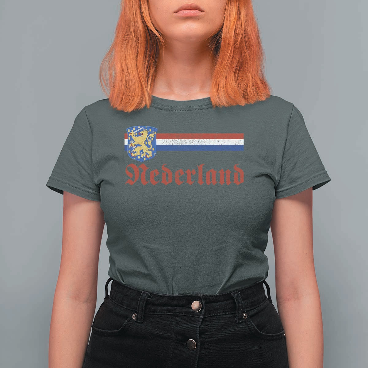 Nederland Holland Emblem Lion Vintage Dutch Flag T Shirt For Women