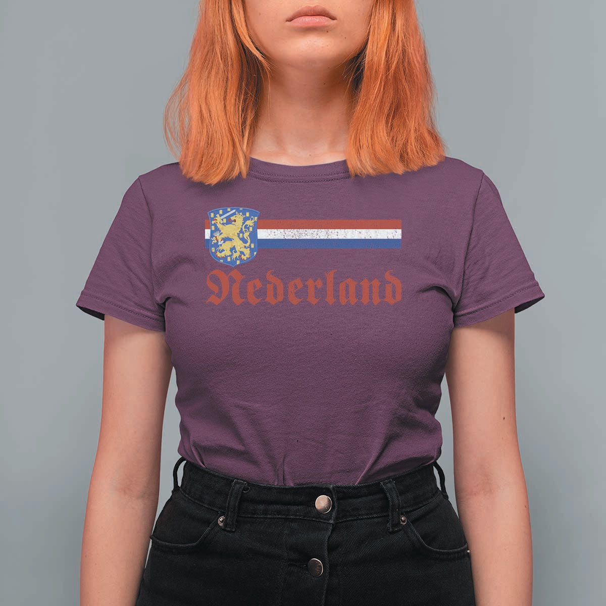 Nederland Holland Emblem Lion Vintage Dutch Flag T Shirt For Women