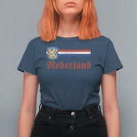 Nederland Holland Emblem Lion Vintage Dutch Flag T Shirt For Women