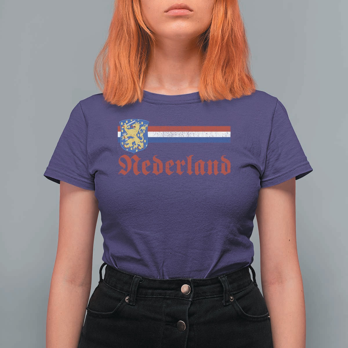 Nederland Holland Emblem Lion Vintage Dutch Flag T Shirt For Women