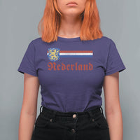 Nederland Holland Emblem Lion Vintage Dutch Flag T Shirt For Women