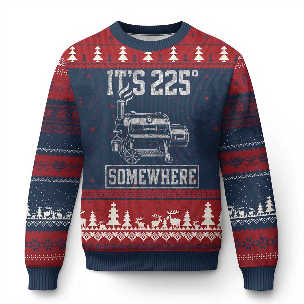 It Is 225 Somewhere Funny BBQ Smoker Grill Ugly Christmas Sweater