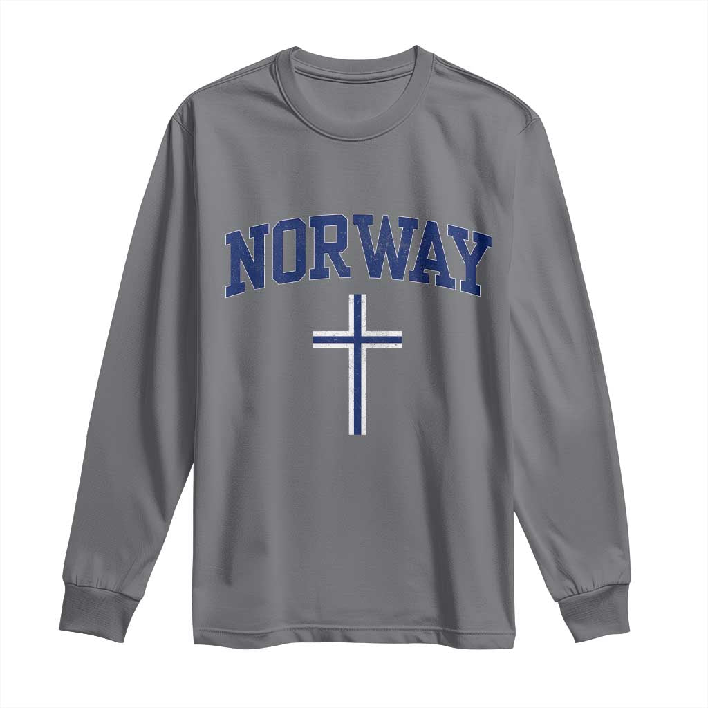 Norway Vintage Soccer Design The Nordic Cross Flag Long Sleeve Shirt