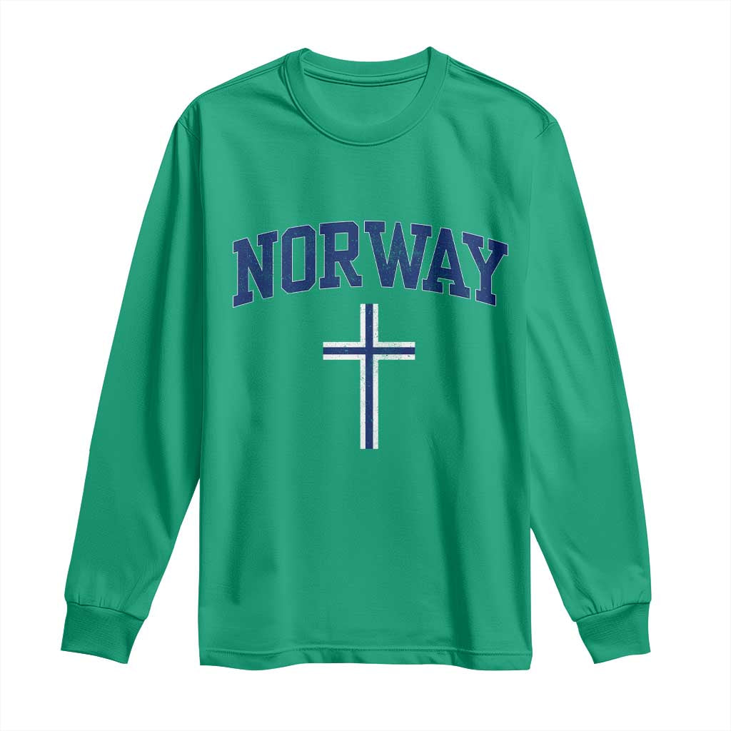Norway Vintage Soccer Design The Nordic Cross Flag Long Sleeve Shirt