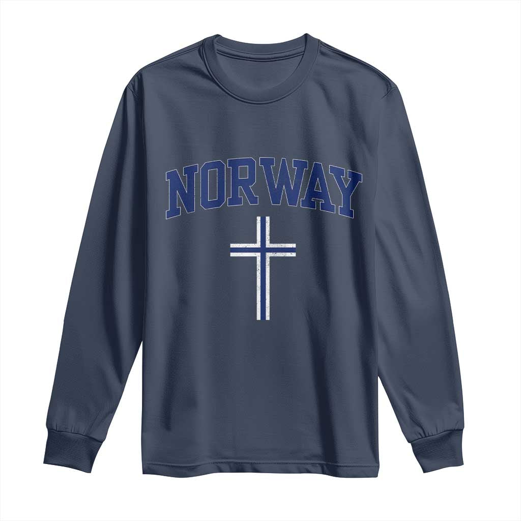 Norway Vintage Soccer Design The Nordic Cross Flag Long Sleeve Shirt