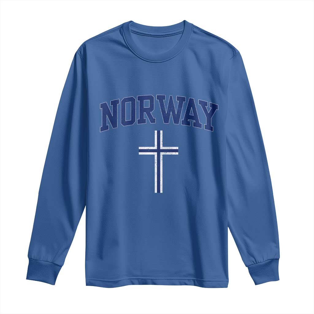 Norway Vintage Soccer Design The Nordic Cross Flag Long Sleeve Shirt