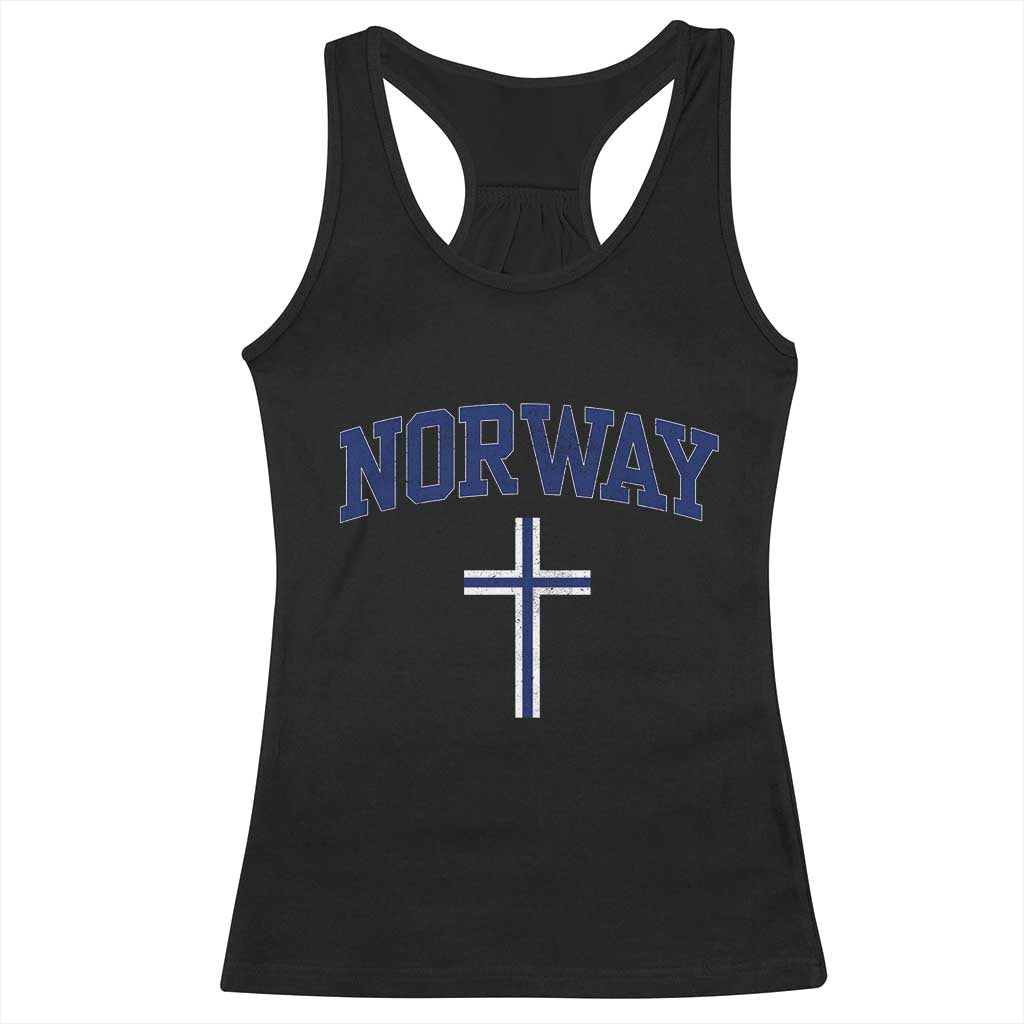 Norway Vintage Soccer Design The Nordic Cross Flag Racerback Tank Top