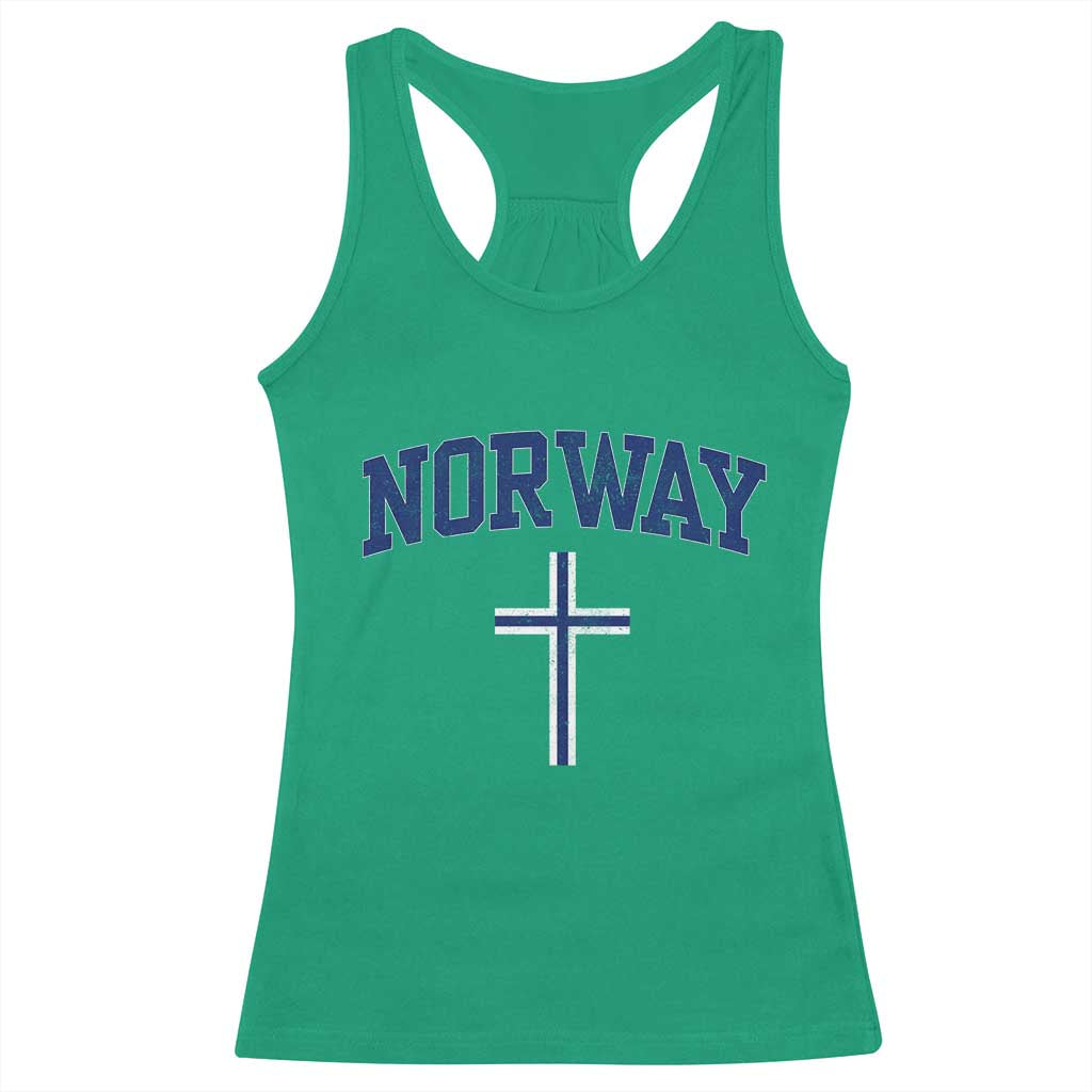 Norway Vintage Soccer Design The Nordic Cross Flag Racerback Tank Top