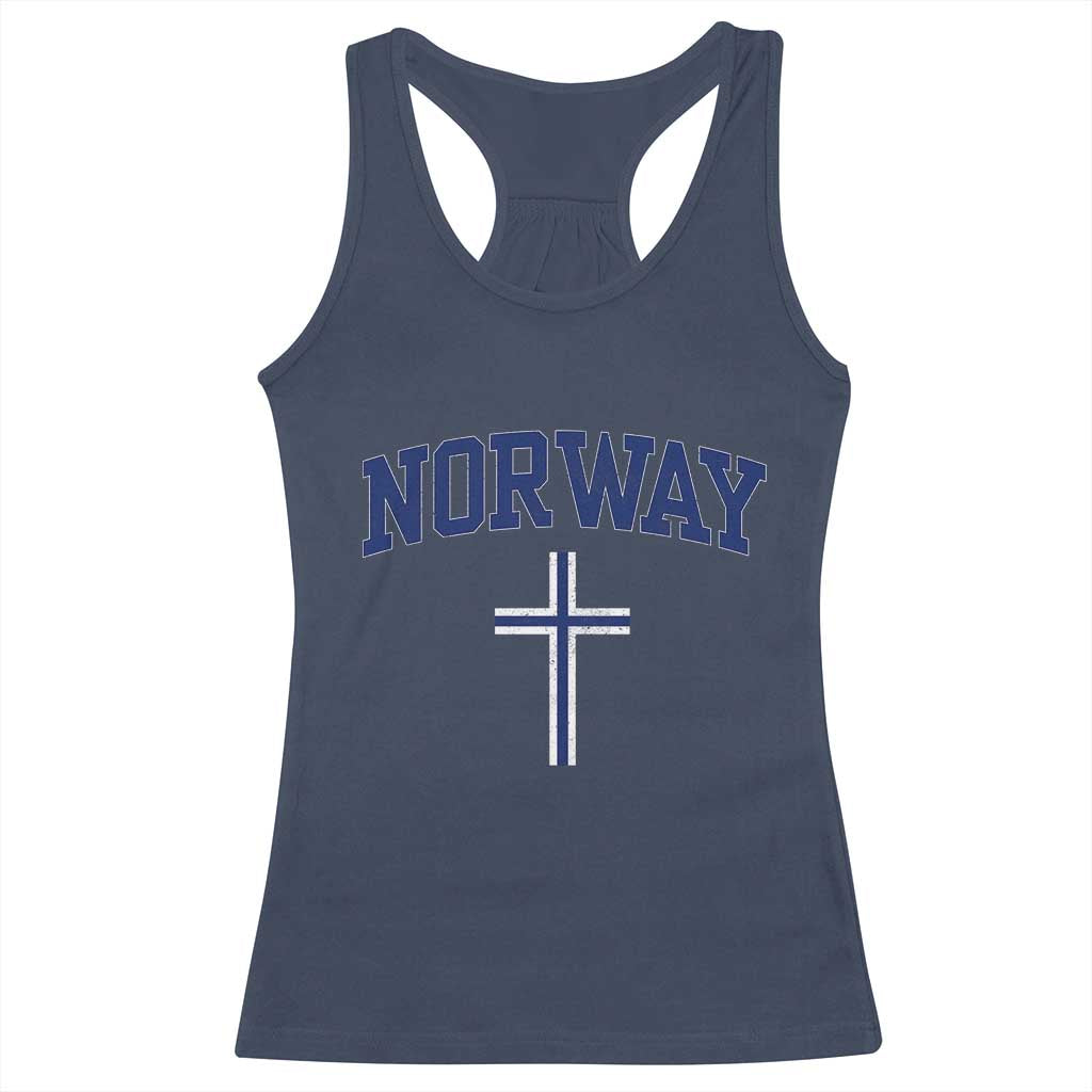 Norway Vintage Soccer Design The Nordic Cross Flag Racerback Tank Top