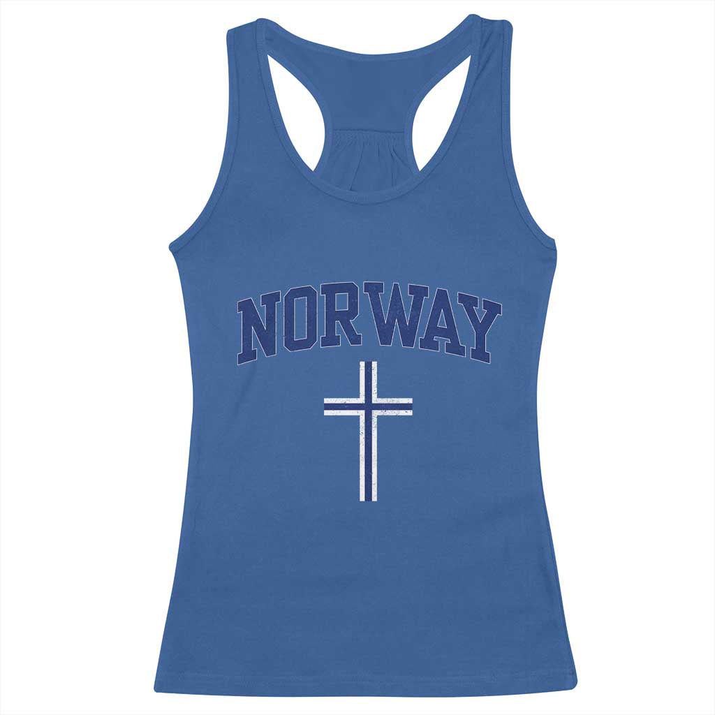Norway Vintage Soccer Design The Nordic Cross Flag Racerback Tank Top