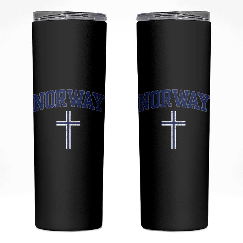 Norway Vintage Soccer Design The Nordic Cross Flag Skinny Tumbler