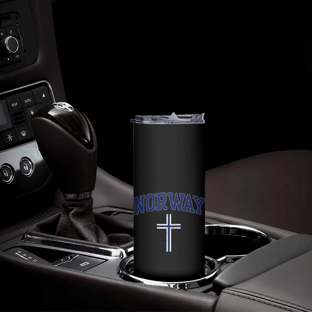 Norway Vintage Soccer Design The Nordic Cross Flag Skinny Tumbler