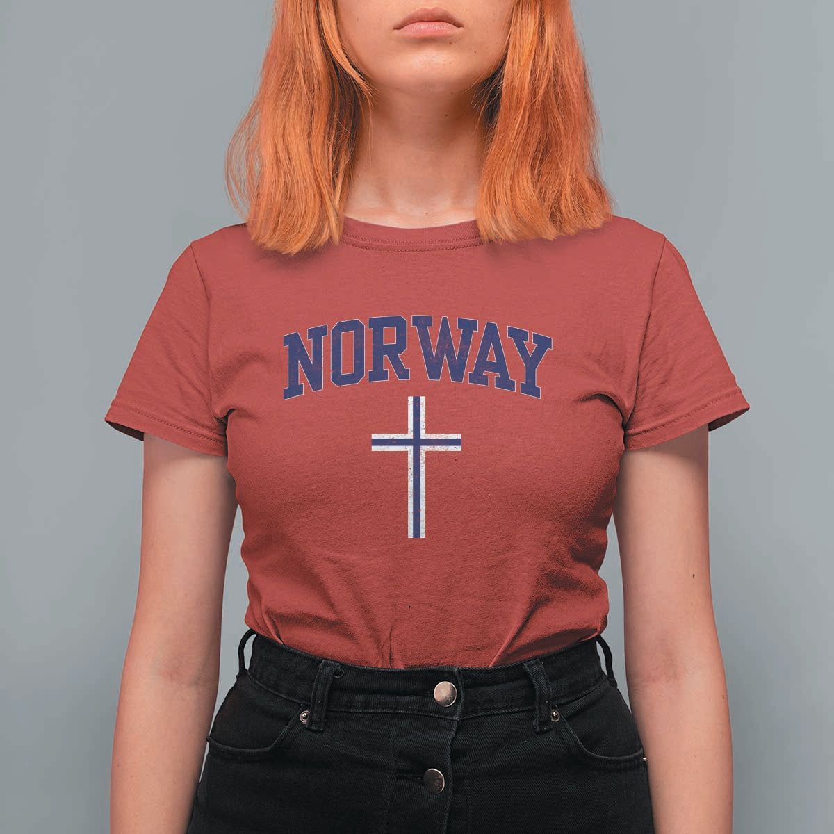 Norway Vintage Soccer Design The Nordic Cross Flag T Shirt For Women
