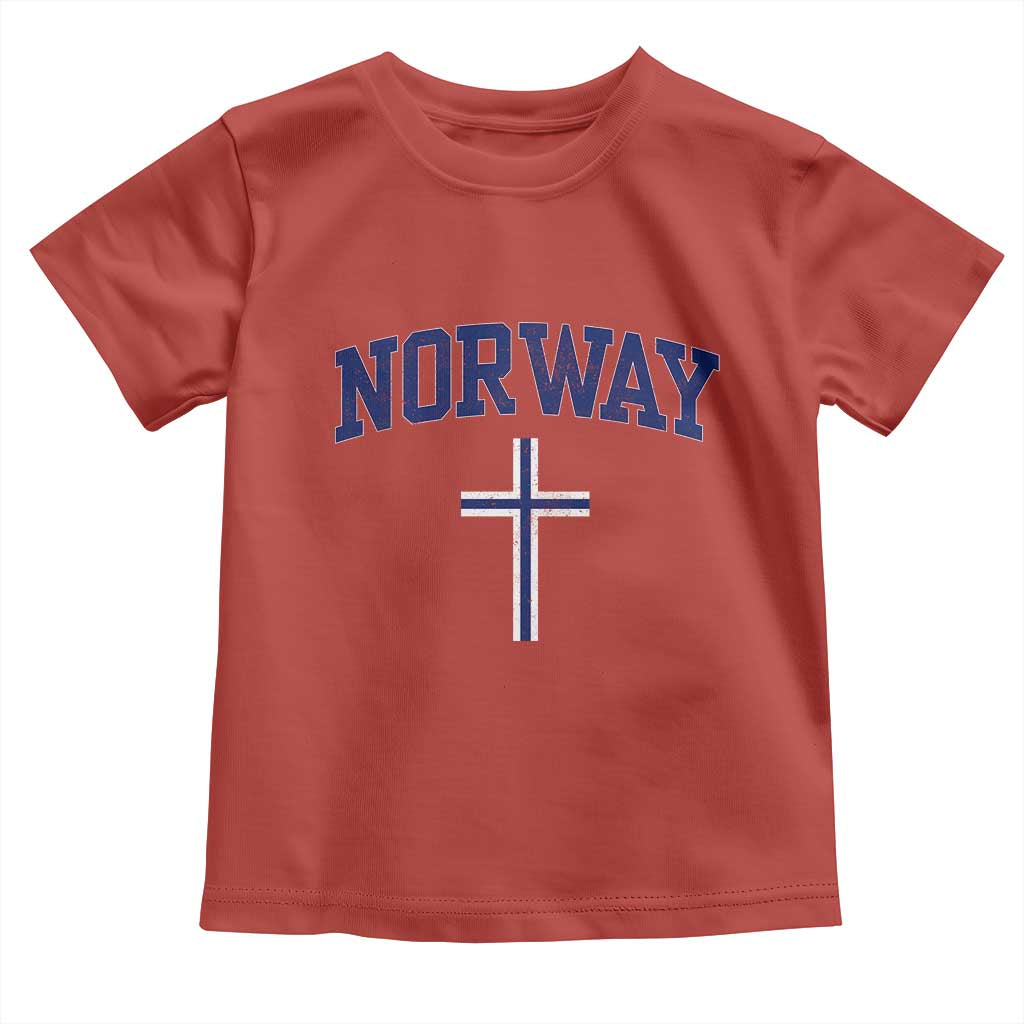 Norway Vintage Soccer Design The Nordic Cross Flag Toddler T Shirt