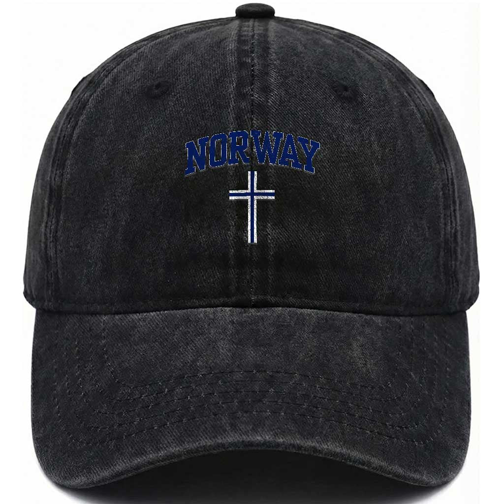 Norway Vintage Soccer Design The Nordic Cross Flag Washed Cotton Baseball Cap