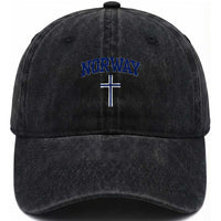 Norway Vintage Soccer Design The Nordic Cross Flag Washed Cotton Baseball Cap