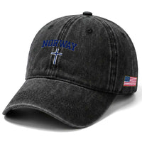 Norway Vintage Soccer Design The Nordic Cross Flag Washed Cotton Baseball Cap