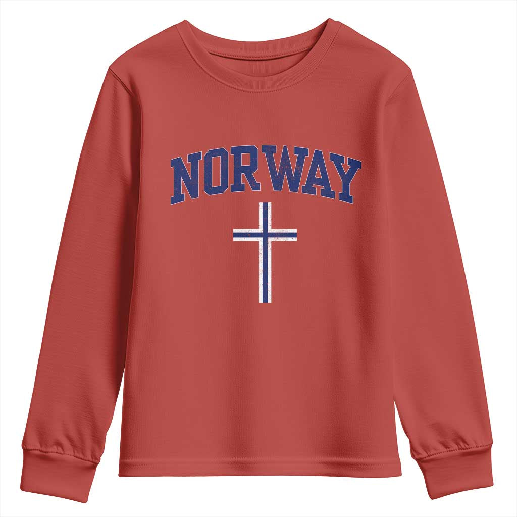 Norway Vintage Soccer Design The Nordic Cross Flag Youth Sweatshirt