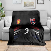 Norway Football Crest Jersey Style Throw Blanket Number 9 Viking Athletic for Soccer Fan